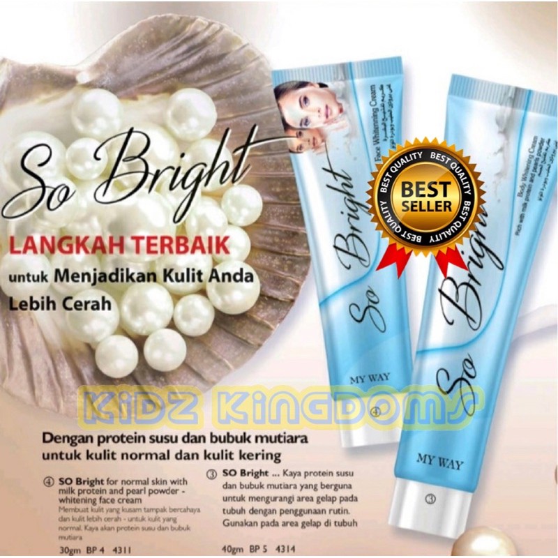 Face Whitening Cream So Bright - Krim Pemutih Wajah - Fash Wash - Body Whitening Cream So Bright