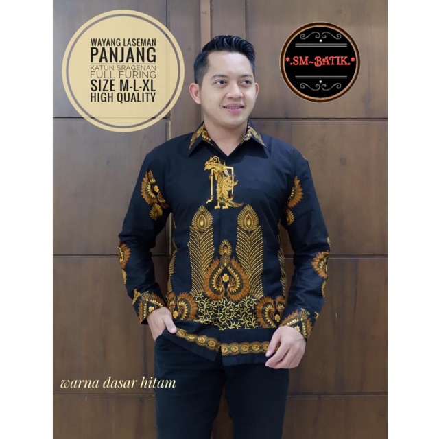 Batik Pria WAYANG LASEMAN Katun Halus Full Furing Termurah