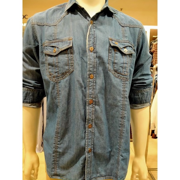 kemeja jins pria lengan panjang dari merk giani gracio original