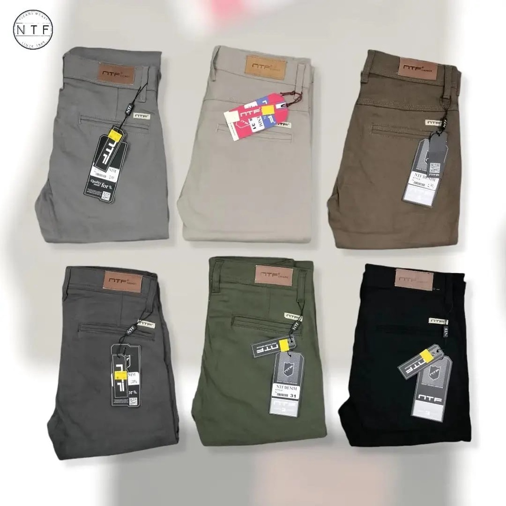 Celana Chino Slim Fit Panjang NTF LIST KANTONG ( CHINOS NTF ) SIZE 27-32 / 33-38