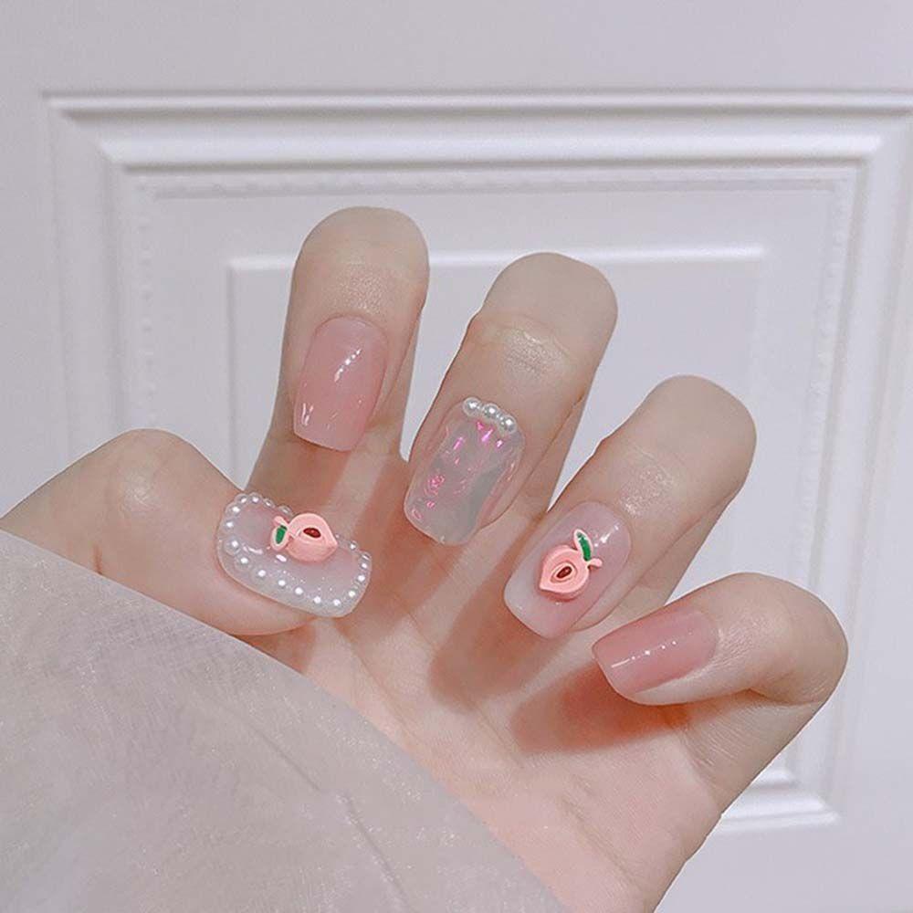 Mxbeauty 3D Dekorasi Nail Art Warna-Warni Peri Cinta Strawberry Peach Bunga Hiasan Kuku DIY