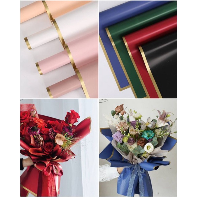 

Flower Wrapping Pape Variasi list gold Kertas Bouquet Variasi list gold