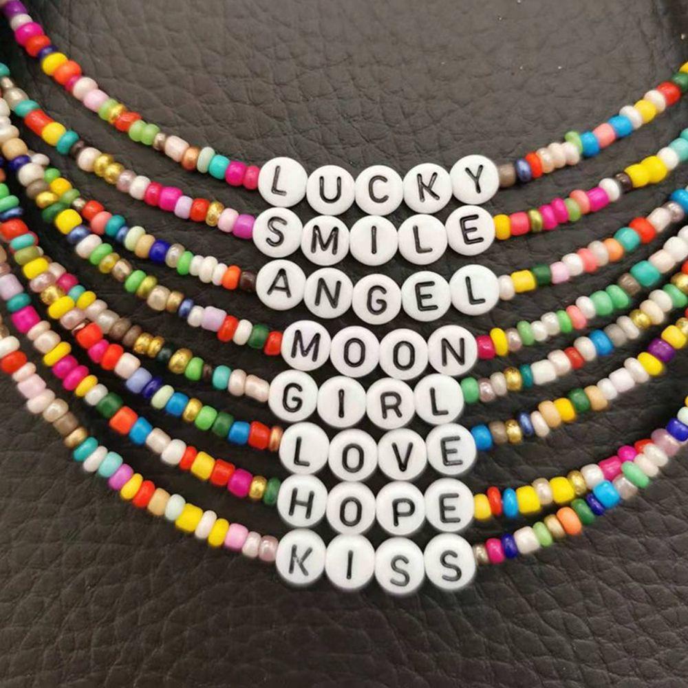 Lily Rice Bead Necklace Personality Colorful Kalung Handmade Manik Pantai