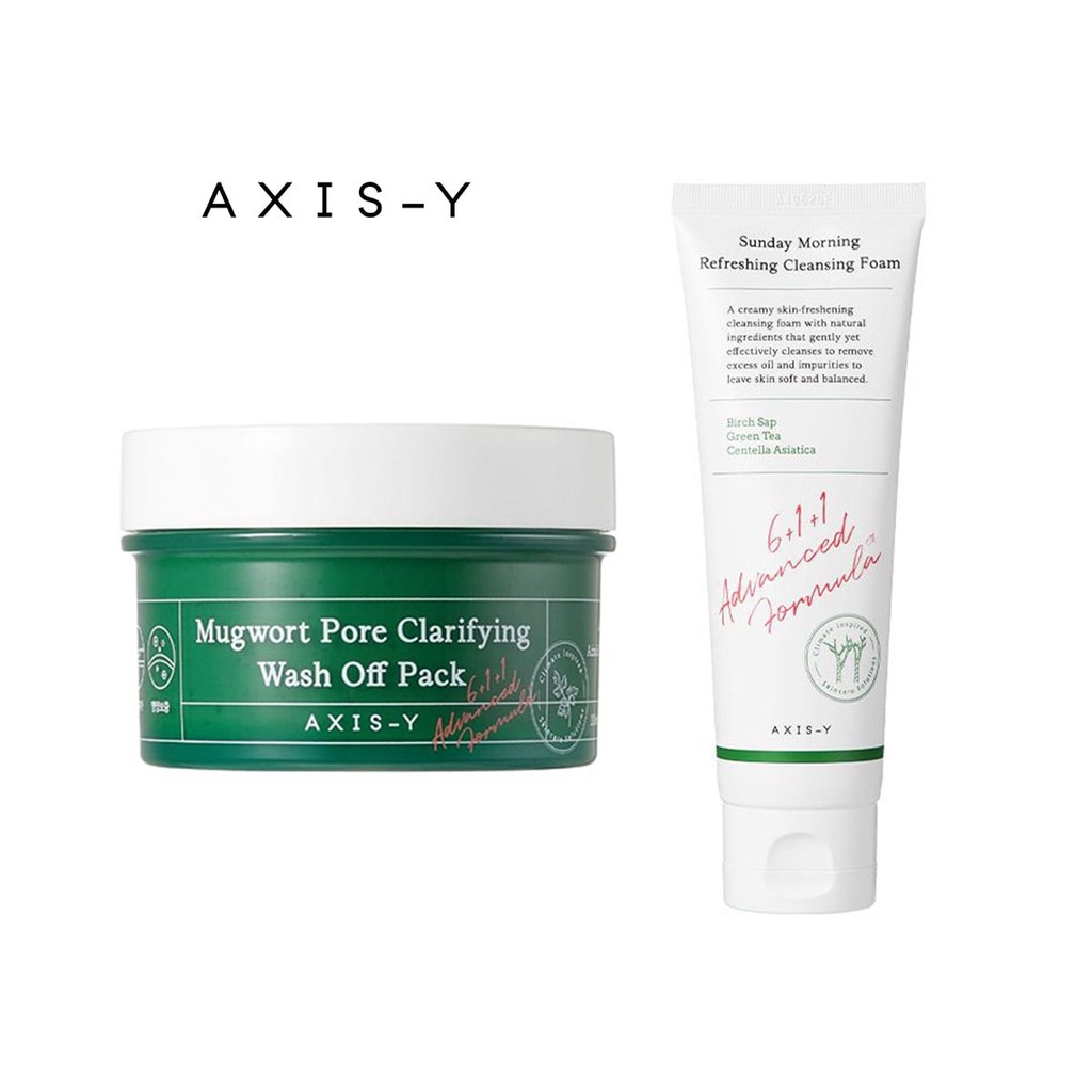 [BUNDLE 2in1] AXIS-Y Mugwort Pore Clarifying Wash Off Pack Clay + Sunday Morning Cleansing Foam