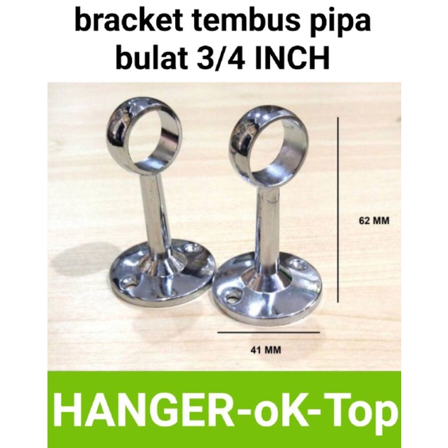 brecket tembus pipa bulat 3/4inch ( 1pasang)