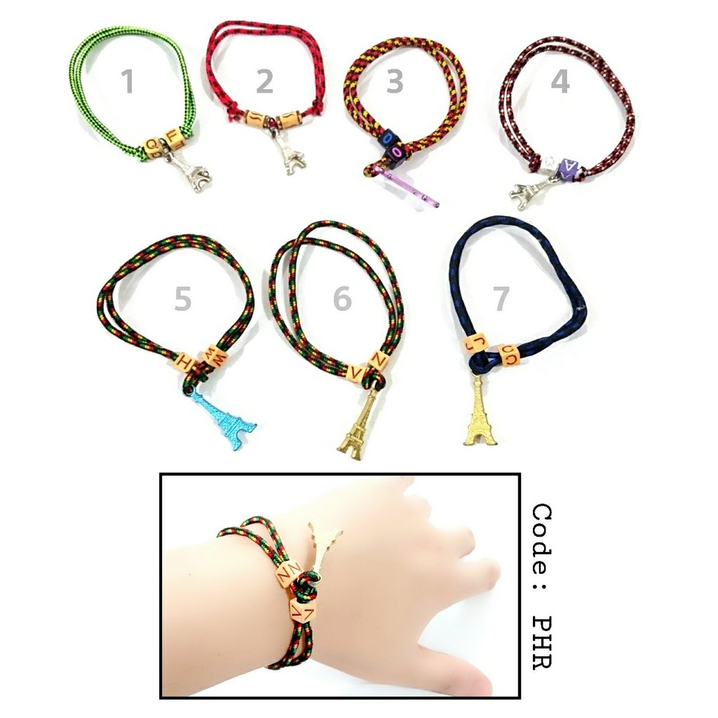 gelang tali paris huruf PHR