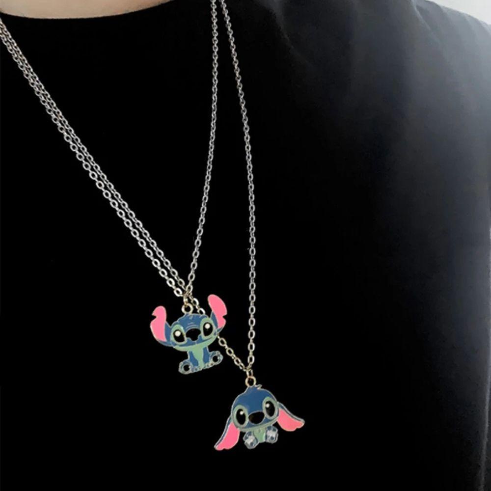 MXBEAUTY Lilo &amp; Stitch Liontin Kawaii Lucu Kalung Gantung Liontin Ornamen Perhiasan Anime Necklace