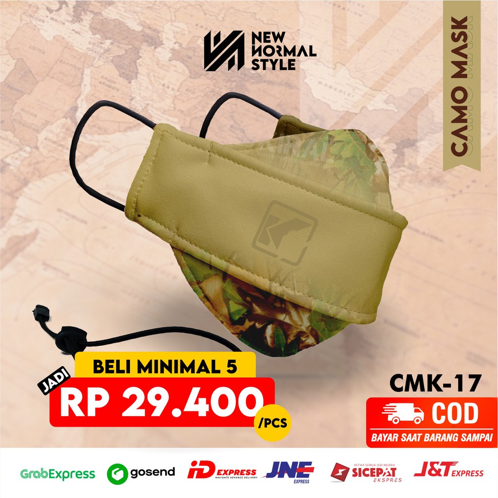 CMK-17 Masker Kain 3 ply Lapis Hijab Distro Korea Headloop Earloop Motif Pria Cowok Premium Keren