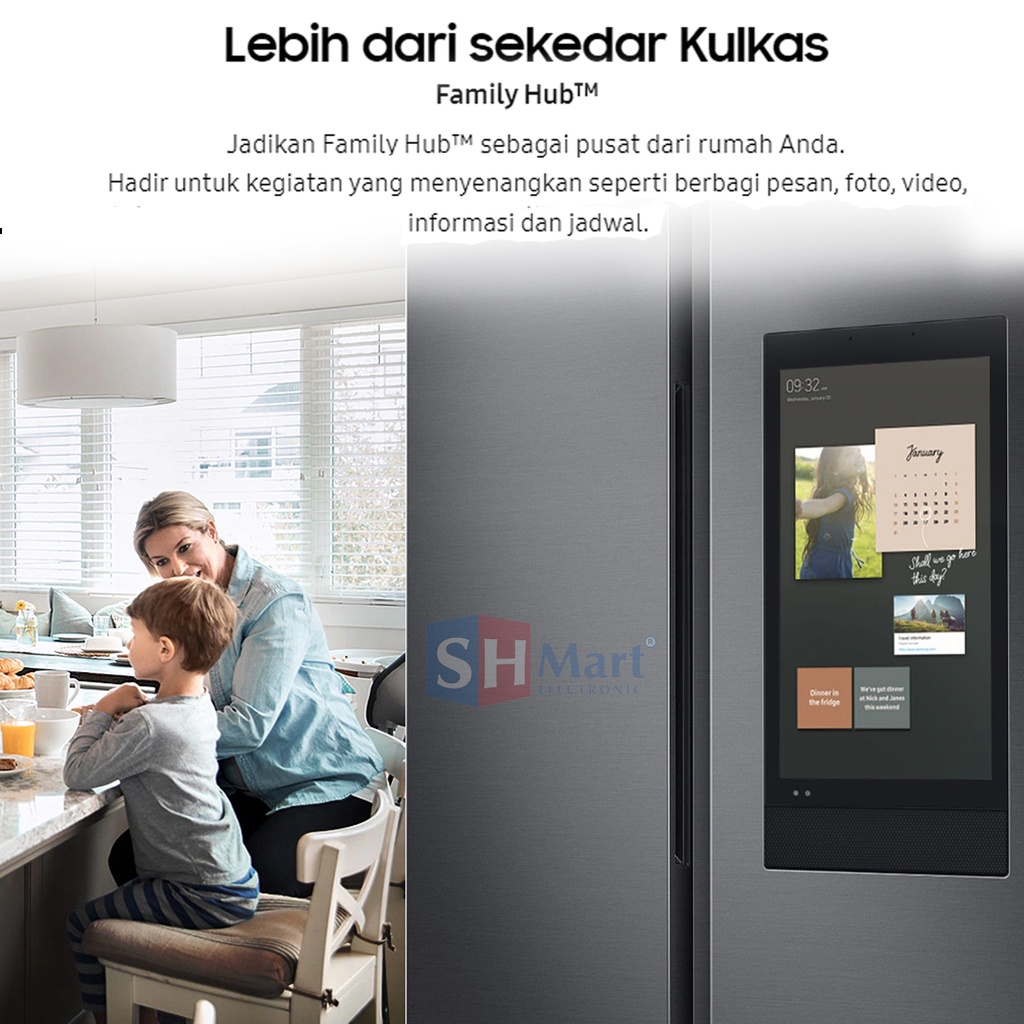 KULKAS SIDE BY SIDE SAMSUNG RS62T5F01B4 RS62T KAPASITAS 682 LITER WITH FAMILY BOARD GARANSI RESMI (MEDAN)