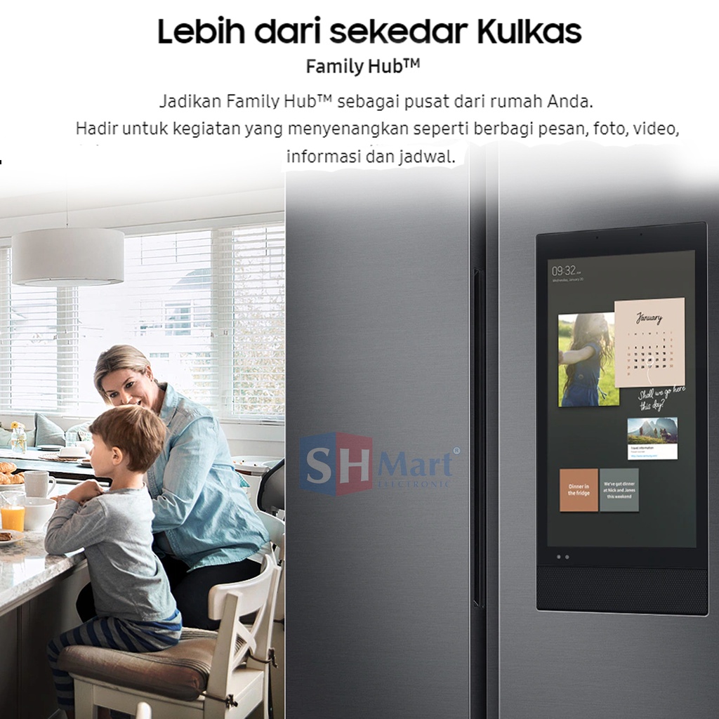 KULKAS SIDE BY SIDE SAMSUNG RS62T5F01B4 RS62T KAPASITAS 682 LITER WITH FAMILY BOARD GARANSI RESMI (MEDAN)