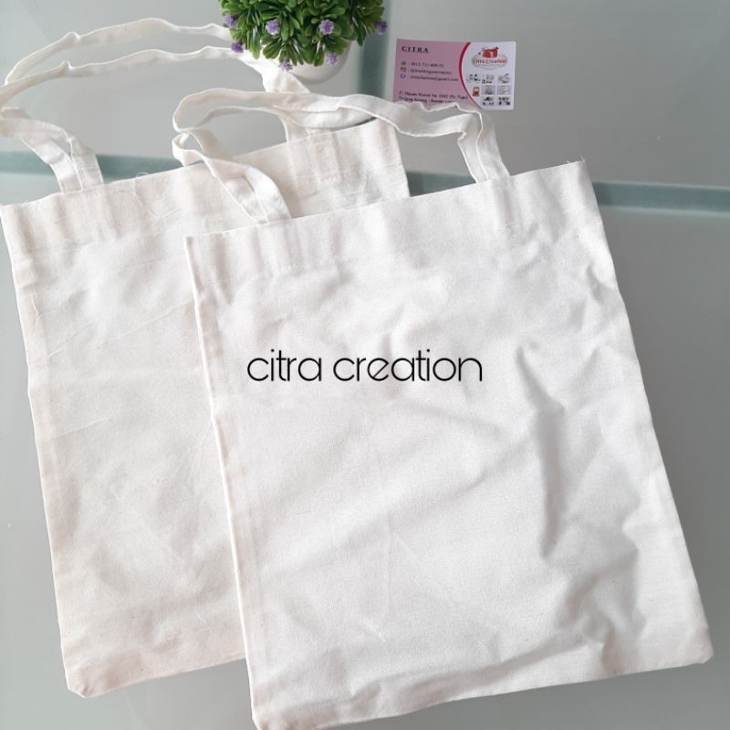 Totebag kain blacu Putih Polos