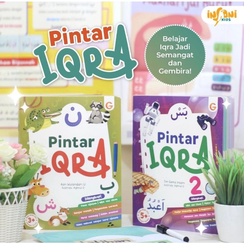 Boardbook Anak Pintar Iqra 1 & 2 untuk Balita Gema Insani Buku Anak Pintar Iqra' Original