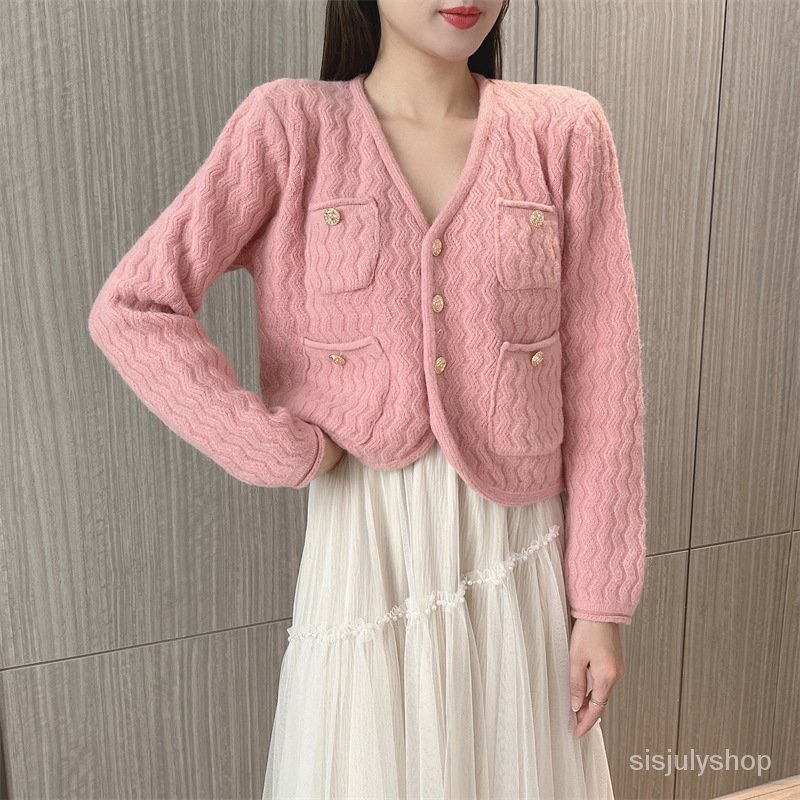 #Sisjuly# Wanita temperamen wanita rajutan kardigan wanita jaket jumper lengan panjang V-neck baru