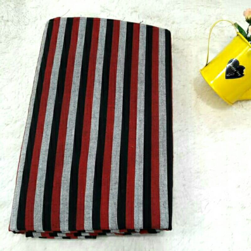 Kain Batik Lurik Tenun Warna merah hitam abu