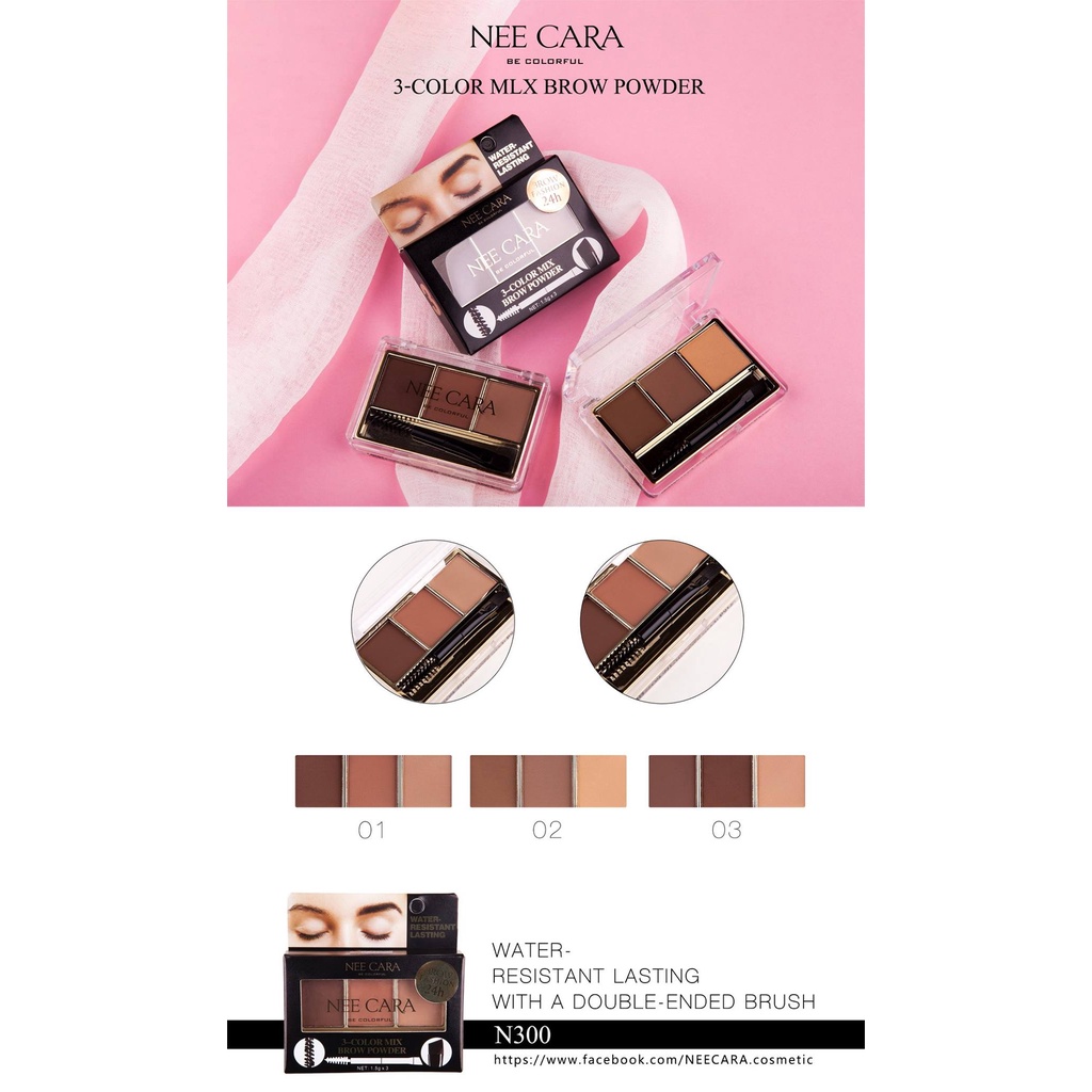 [TERMURAH] Nee Cara 3 Color Mix Brow Powder | Eyebrow Powder | Pensil Alis Browit.id