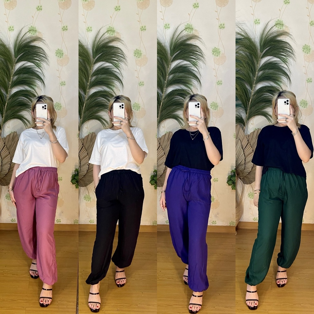 NCDY DAILY PANTS CELANA JOGER PANJANG JOGGER WANITA RAYON JUMBO CELANA SANTAI CELANA PANJANG UNIQLO CELANA KULOT WANITA KEKINIAN CELANA SANTAI RAYON PREMIUM DAILY WEAR SET KAOS POLOS CROP TEE CROP TOP TERMURAH DISKON BISA COD BEST SELLER CELANA JUMBO