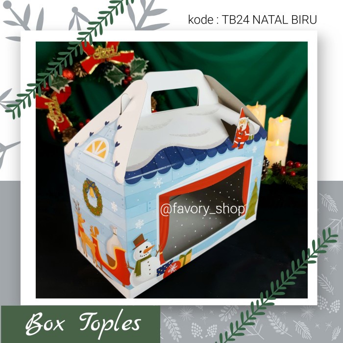 

✨ BISA COD ✨ Box Toples 250gr Natal TB24 NATAL BIRU / Christmas Hampers Packaging