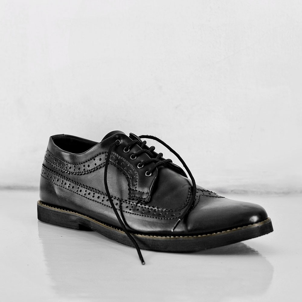 LONGWING BLACK |MNM x GIANT FLAMES| Sepatu Pantofel Pria Formal ORI