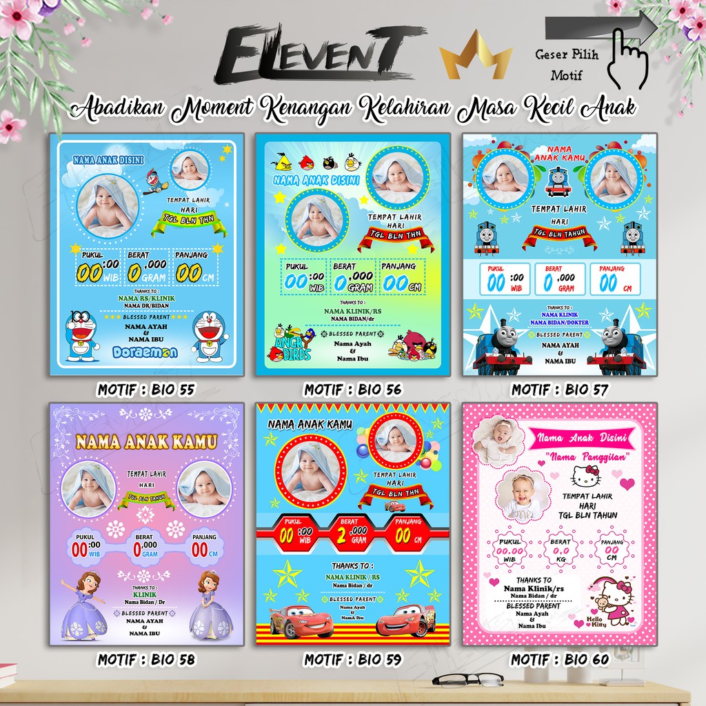 Miliki Softfile Biodata Bayi Data Kelahiran Anak Harga Terjangkau Banyak Pilihan 182 Motif Unik Tinggal Cetak Sendiri dengan data Desain bayi Newborn Baby untuk pajangan walldecor bingkai  pigura popup dllbisa Murah-55-60