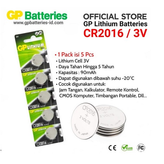Baterai Kancing CR 2016 2025 2032 3V Lithium GP Original Lithium