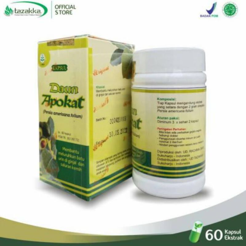 

Suplemen/obat herbal Daun alpukat/alpokat Tazaka