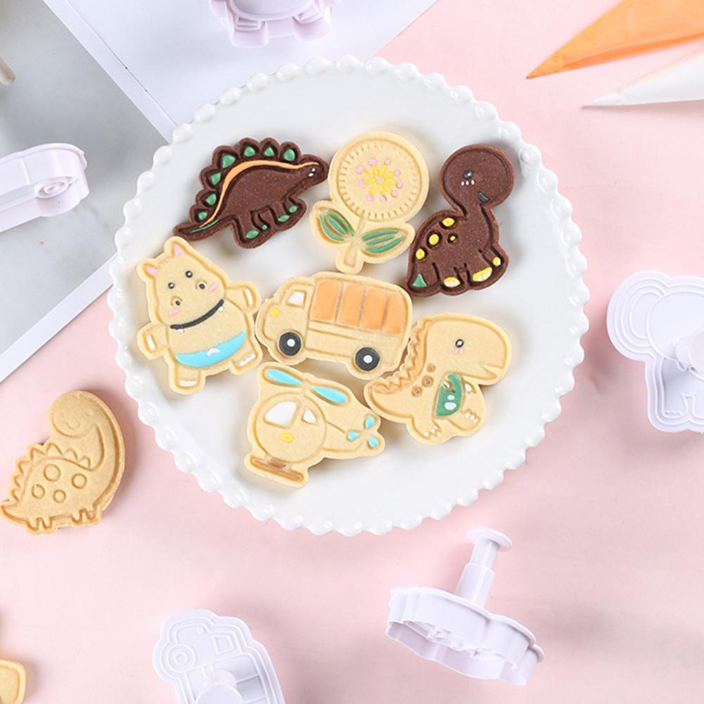 Top 4Pcs/Set Cetakan Biskuit Plastik DIY Craft Biscuit Stamp Alat Dekorasi Kue Baking Animal Series