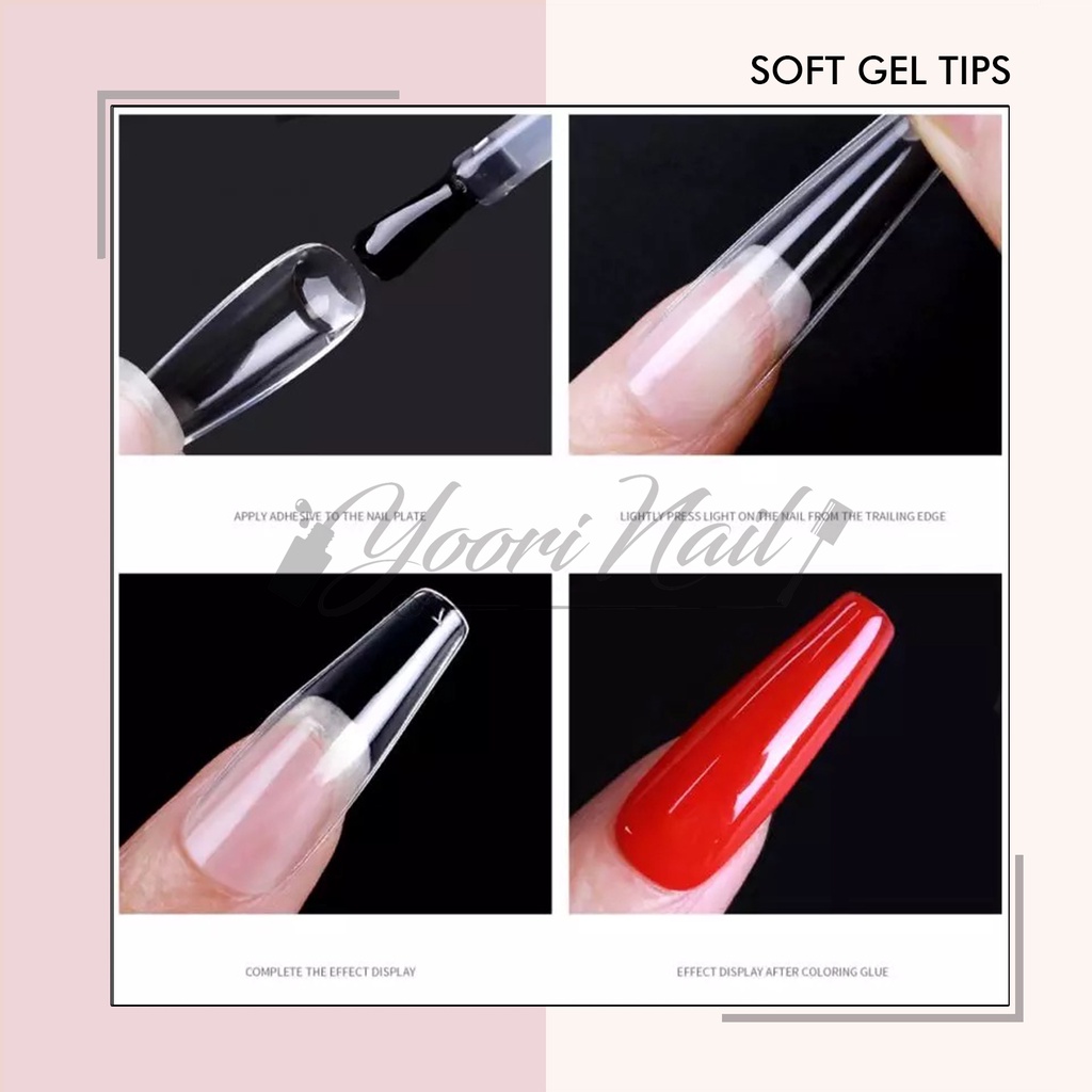 Soft gel tips box 550pcs medium coffin short stiletto medium almond toe fake nail transparant