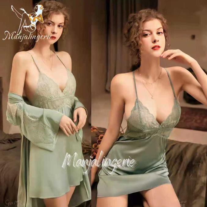 Baju Seksi Manjalingerie - Baju Tidur Wanita/Kimono Dress Lingerie 780 - Hijau Promo