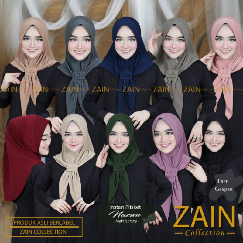 Jilbab Instan Plisket Nazwa Free Belt Ori Zain Collection-1
