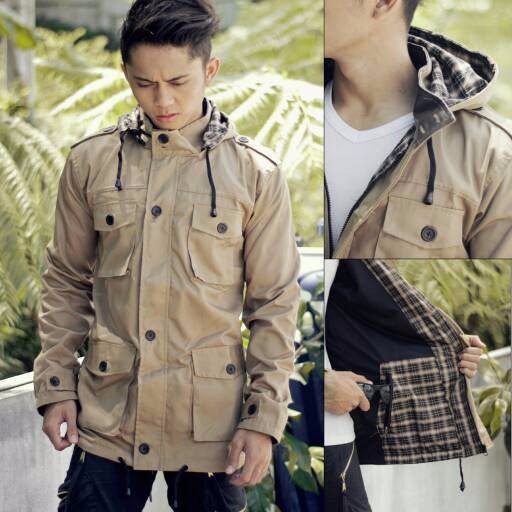 JAKET PARKA PRIA MOCCA KOMBINASI FLANEL KEREN PYP