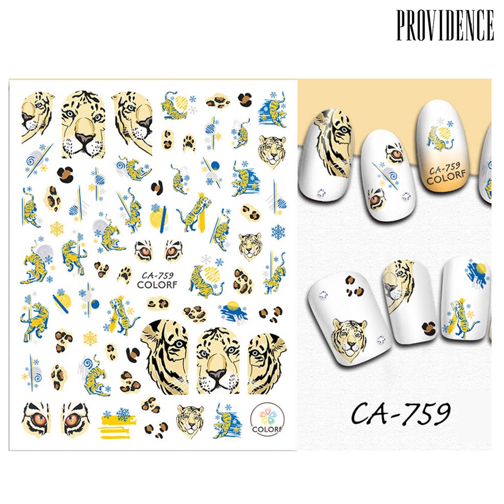 Providence 3pcs / Set Stiker Kuku 3d Ultra Tipis Motif Leopard / Macan Untuk Nail Art / Manicure