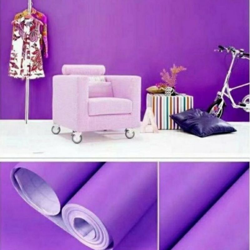 Wallpaper Dinding Murah Polos Ungu Bertekstur Pastel Mewah Modern