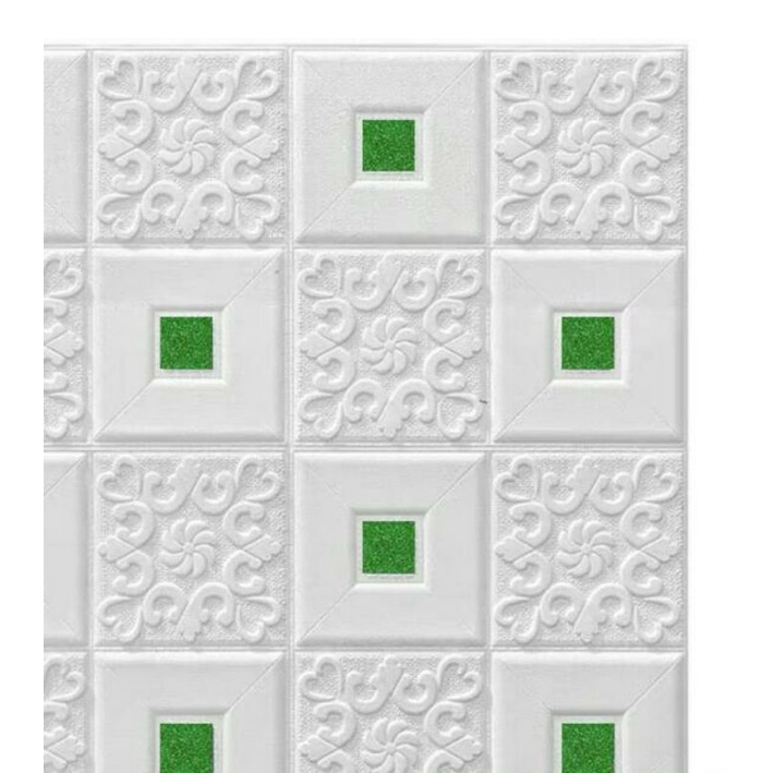 PEKANBARU Wallpaper foam  3D 6mm-7mm-batik hijau 3mm