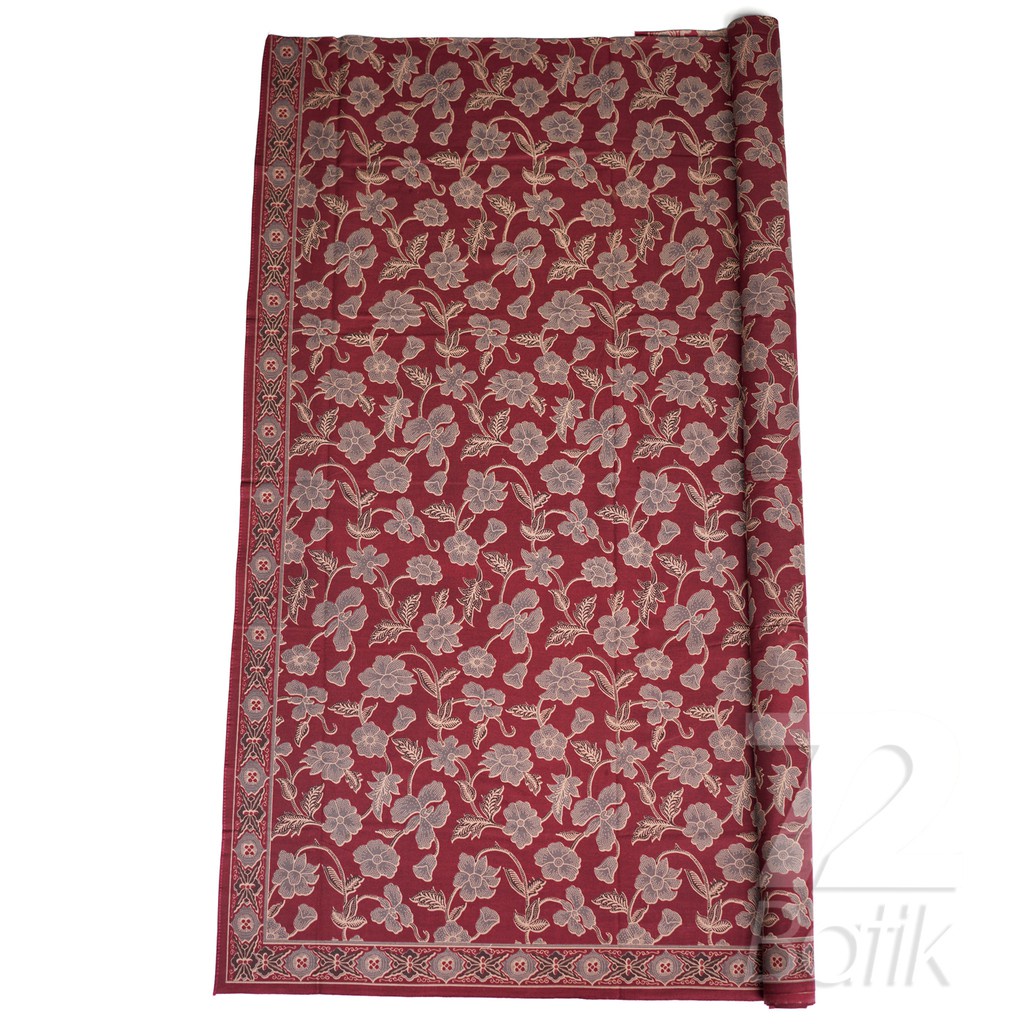 BAHAN BATIK PREMIUM Katun Motif Kembang Warna Merah Maroon Maron Marun 723290 Cap 72 Jarik Jarit Samping Kebat Panjang Batik Katun Modern Premium Bahan Seragam Batik Pernikahan Kantor Keluarga Murah Kamen Jadi Batik Bali Lembaran