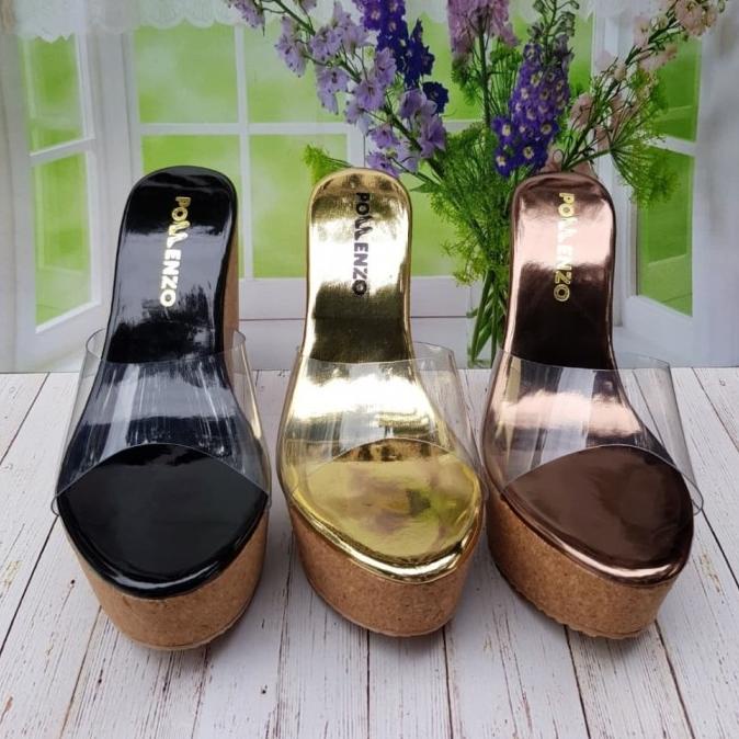 Pollenzo MESSINA Wedges Mika Bening Tinggi 12cm DM-1201 BERKAH