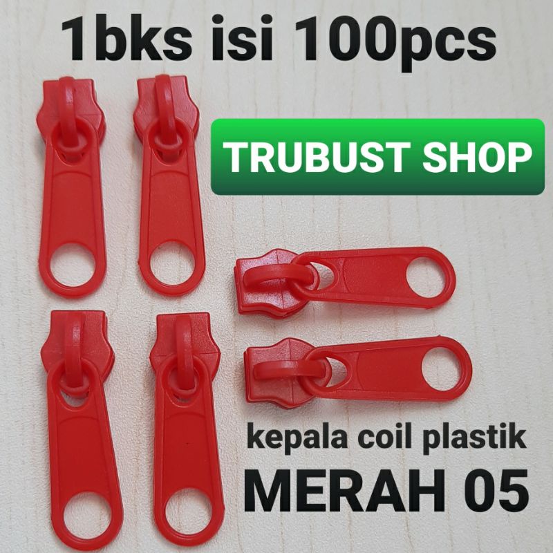 kepala sleting tas resleting plastik 05 merah