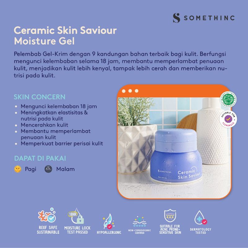 (GOSEND/COD) SOMETHINC Supple Power Hyaluronic9+Onsen Moisture Bomb Gel - Krim Pagi dan Malam | SOMETHINC Ceramic Skin Saviour Moisturizer Gel refill CALM DOWN REPAIR R-COVER CREAM