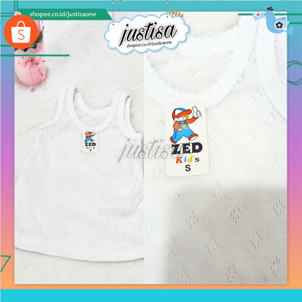 Promo !! SINGLET BAYI ZED KIDS 6PCS SINGLET NEW BORN DAN ANAK-ANAK || ukuran S ( 0-3bln)