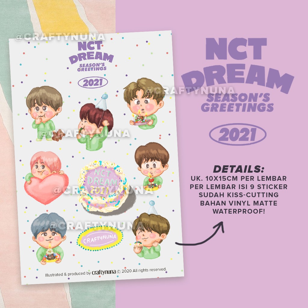 (NC-020) NCT DREAM 2021 SEASON'S GREETINGS ✨ fanart sticker set by Crafty Nuna fanmade stiker case hp 127