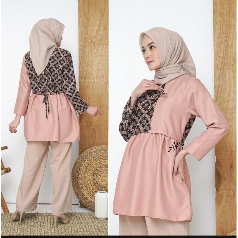 Atasan Batik Wanita Kerja Dolby Dolbi Dobby Doby M L XL XXL L4 L5 Modern dan Terbaru 2021-Kawung