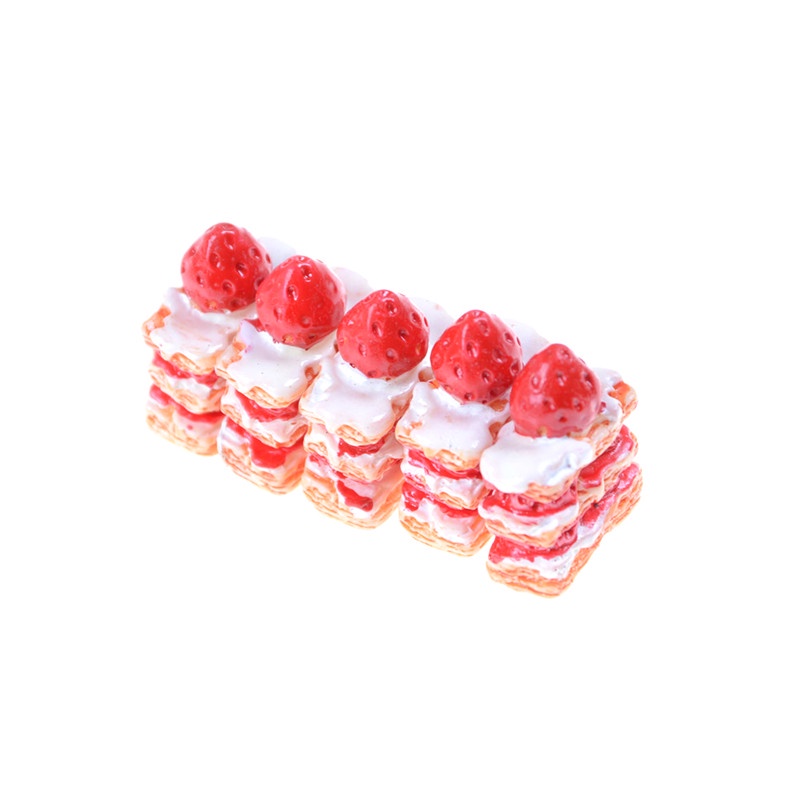 5pcs Miniatur Kue Krim Strawberry Untuk Rumah Boneka