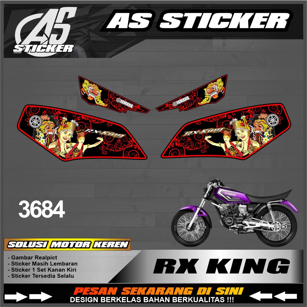 3684a Striping Sticker Rx King Semifull - Stiker Motor Yamaha RX KING Design Barong Bali