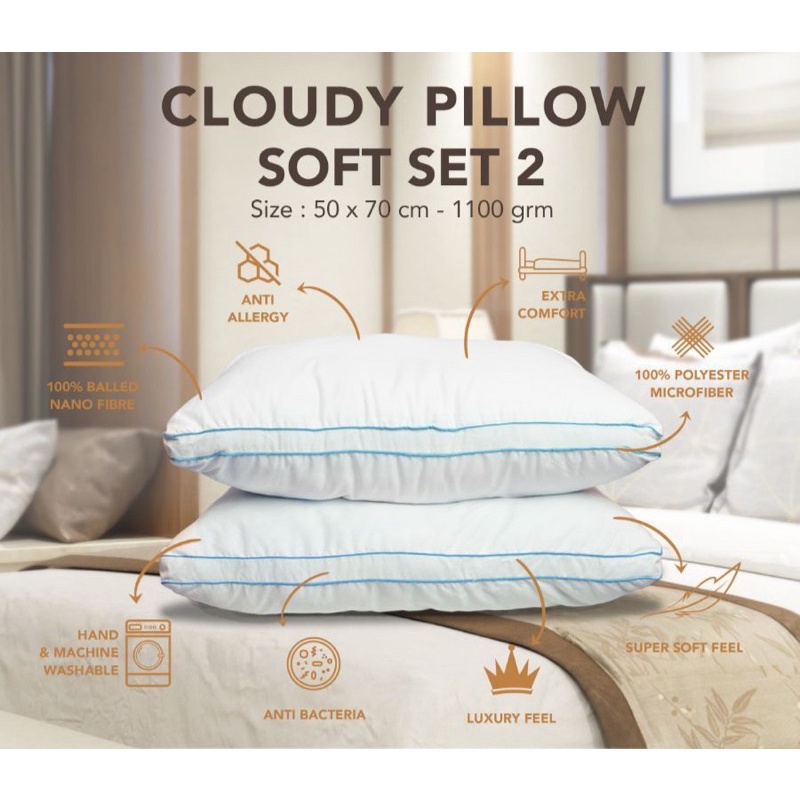 Bantal King Rabbit Cloudy Pillow Soft Set isi 2