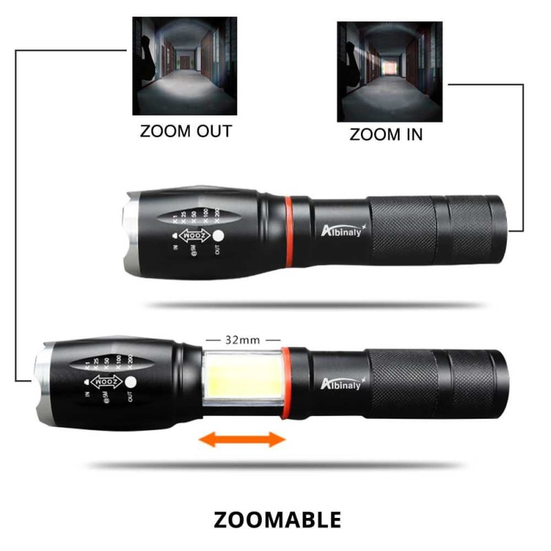 TaffLED Paket Senter LED Torch Cree XM-L T6 + Charger + Box - E17 COB