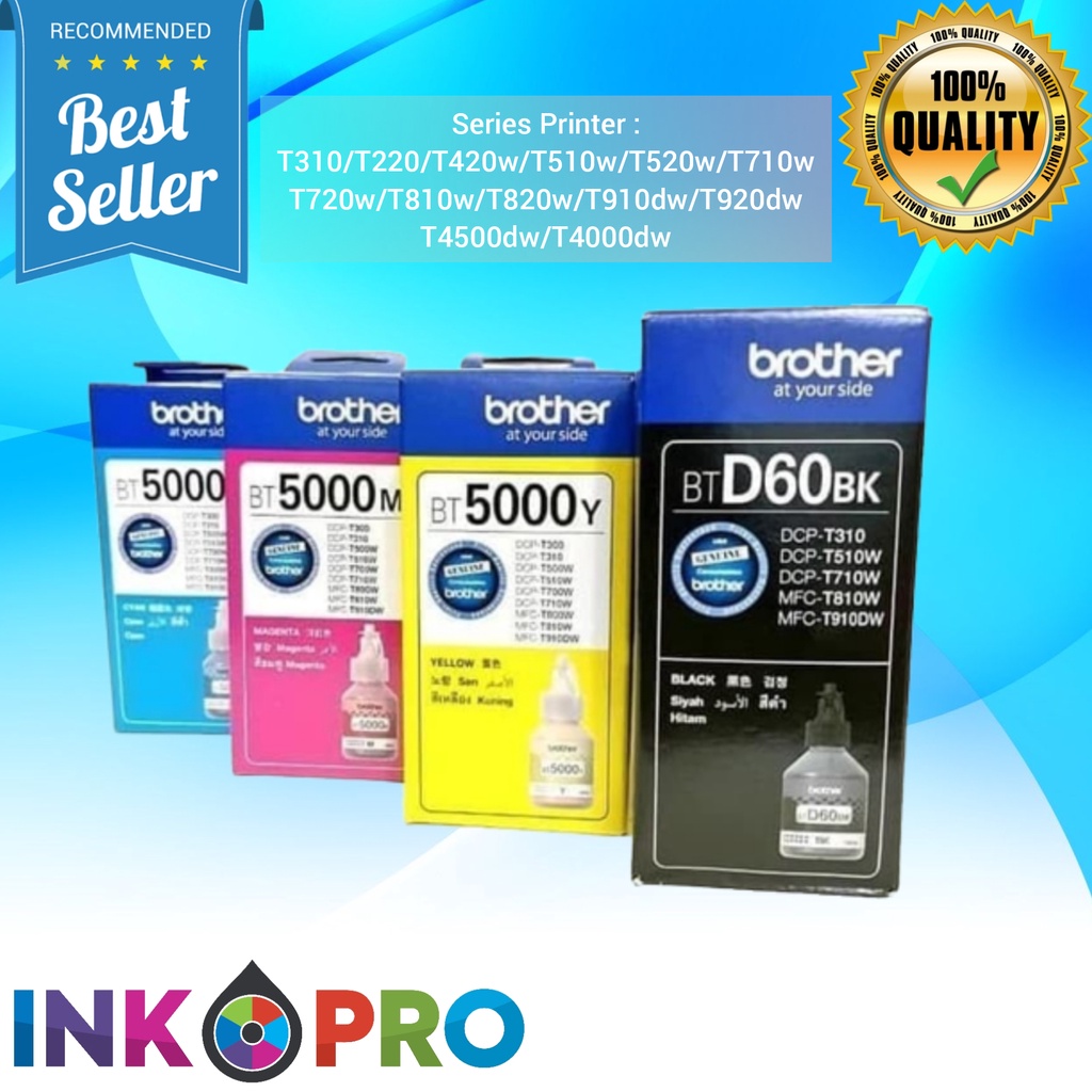 Tinta Brother BTD60BK BT5000 1Set PREMIUM Untuk Printer DCP-T310  DCP-T510W  DCP-T710W DCP-T810W - Original