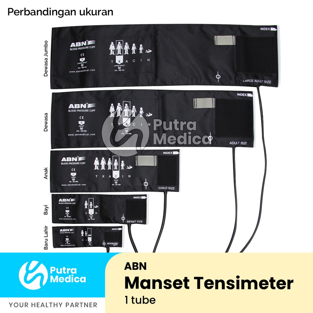 ABN Manset Tensimeter 1 Selang Dewasa / Nylon Cuff / Sparepart Tensimeter