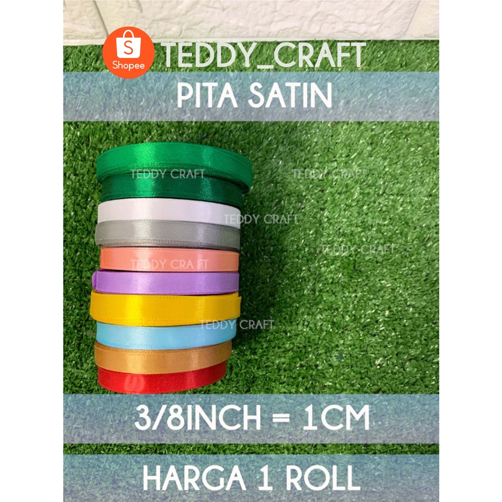 

Pita Satin Ukuran 3/8" = 1 cm - Harga 1 roll - Pita Kado - Pita Kreasi Kerajinan Craft