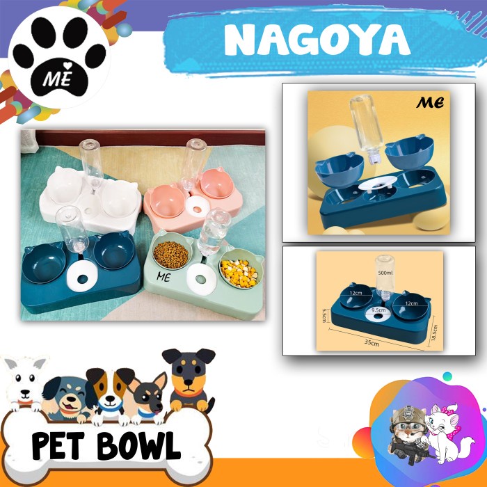 Pet Bowl &quot;TRIPLE NAGOYA&quot; With Bottle For Dog &amp; Cat