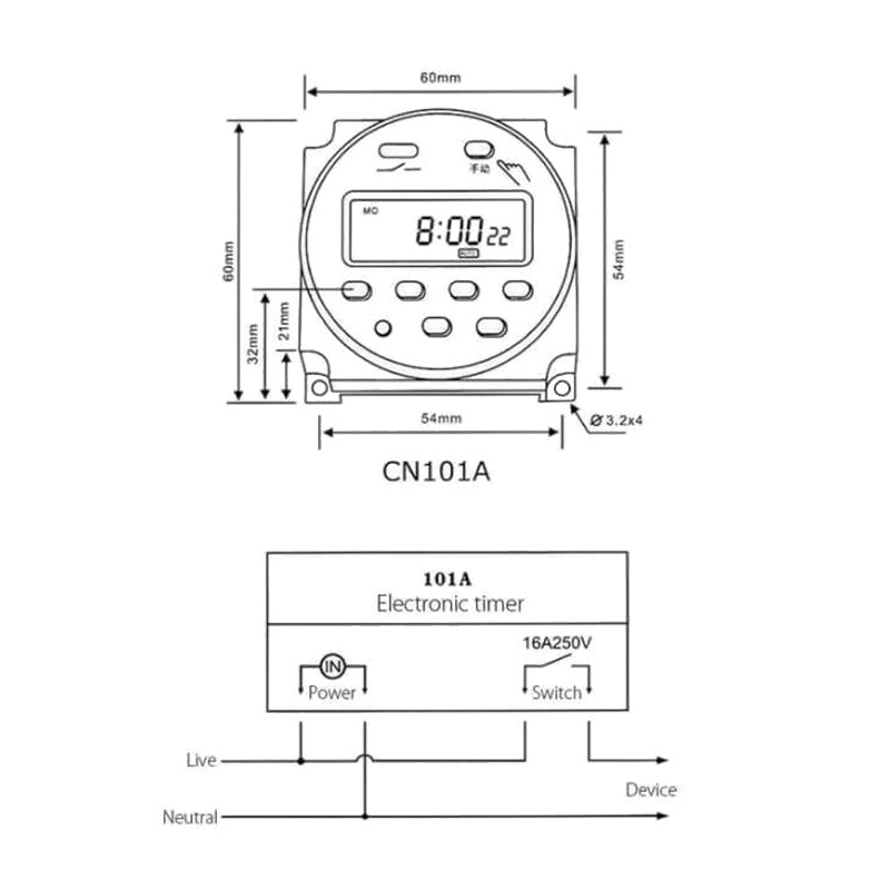 CN101A 220V Weekly Programmable Digital Timer Switch