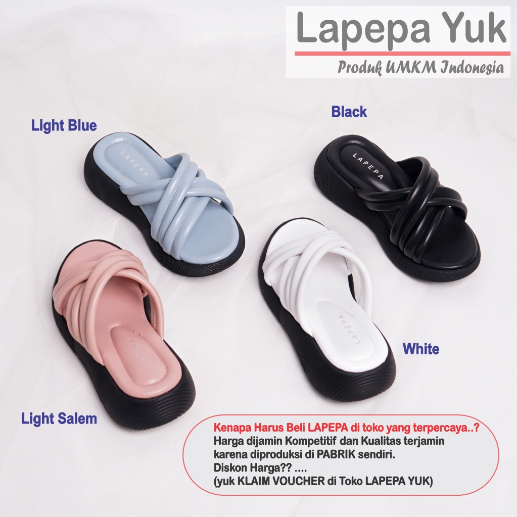 LAPEPA YUK - Sandal Platform Anak Perempuan Usia 2 sampai 10 Tahun TARA KIDS  Sendal Anak cewek Wedges Wanita Empuk Model Silang Warna LIGHT BLUE Biru Soft Lucu Cantik cewe Slop Usia Umur 3 4 5 6 7 8 9 thn Tahun Premium Ori Original Mall Official Store